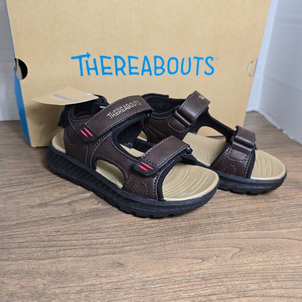 THEREABOUTS Boys Brown Adjustable Strap Sandals size 11 NWT